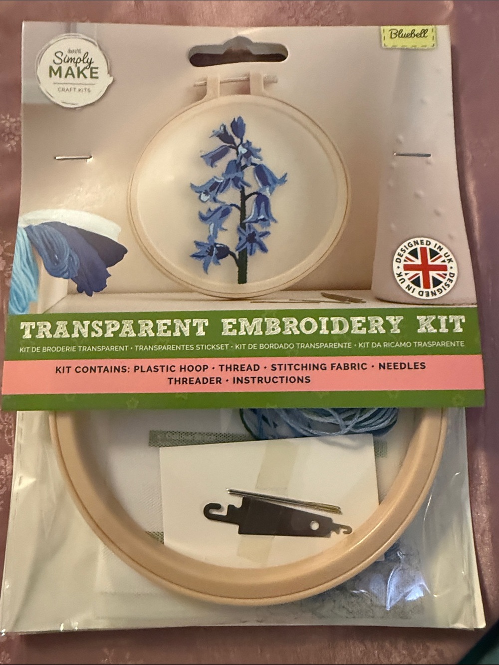 Bluebell Embroidery Craft Kit with Hoop